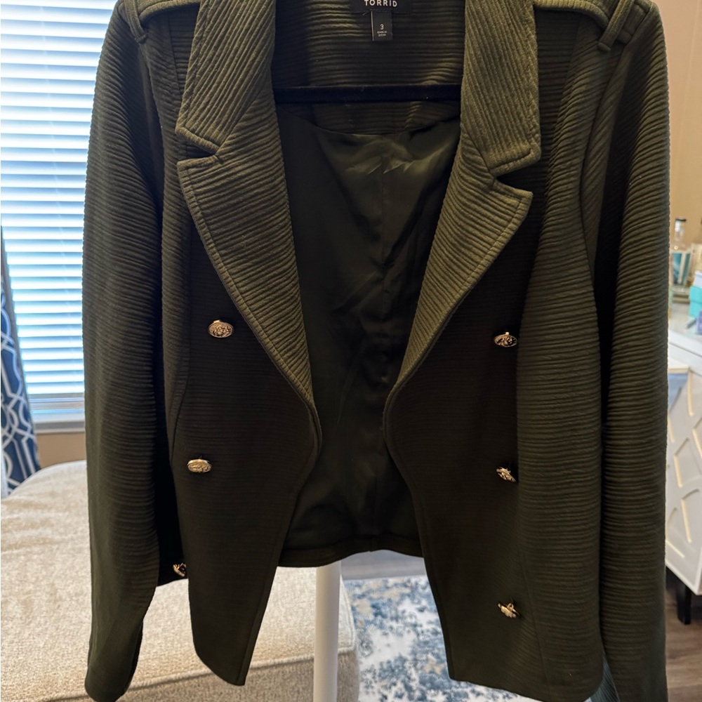 Torrid Women's Olive Green Double-Breasted Blazer